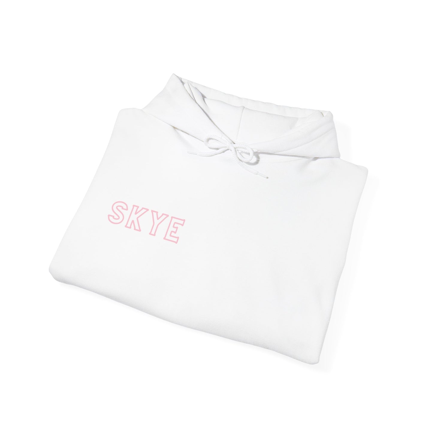 skyebysofia white hoodie with blue&pink star