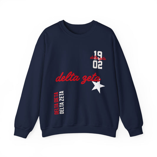 delta zeta navy and red crewneck