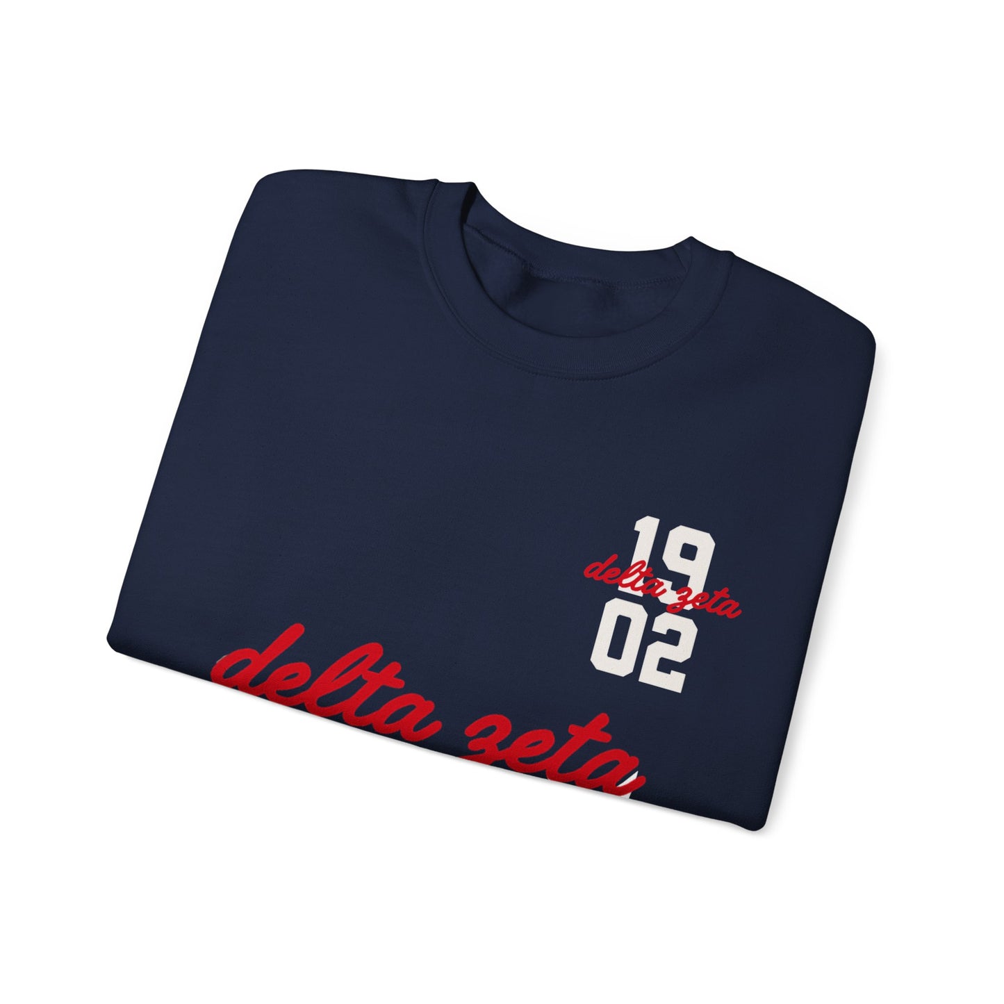 delta zeta navy and red crewneck