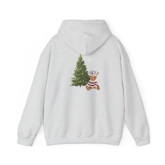 skye ash grey christmas tree x teddy bear hoodie