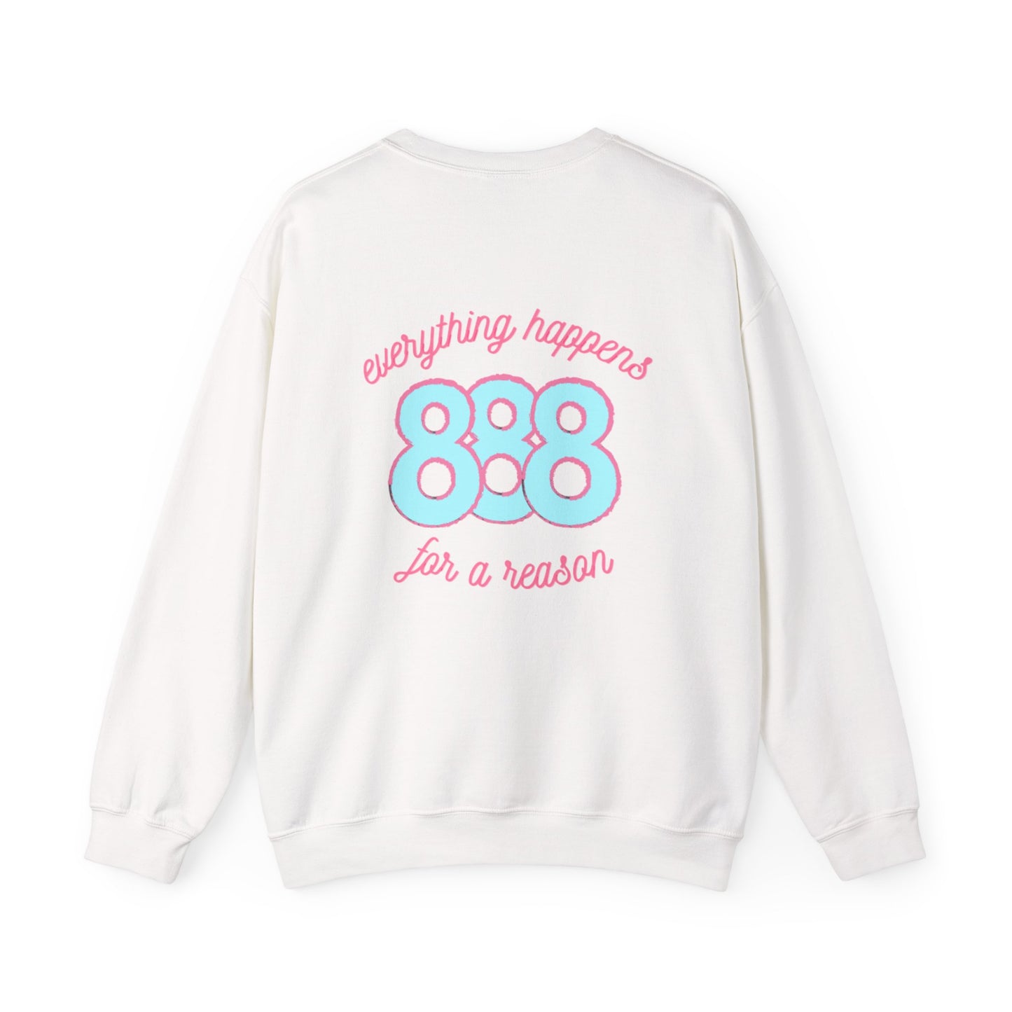 skyebysofia white "everything happens for a reason" crewneck blue 888