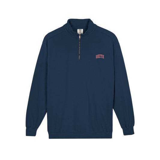 skyebysofia MENS navy quarter zip red logo