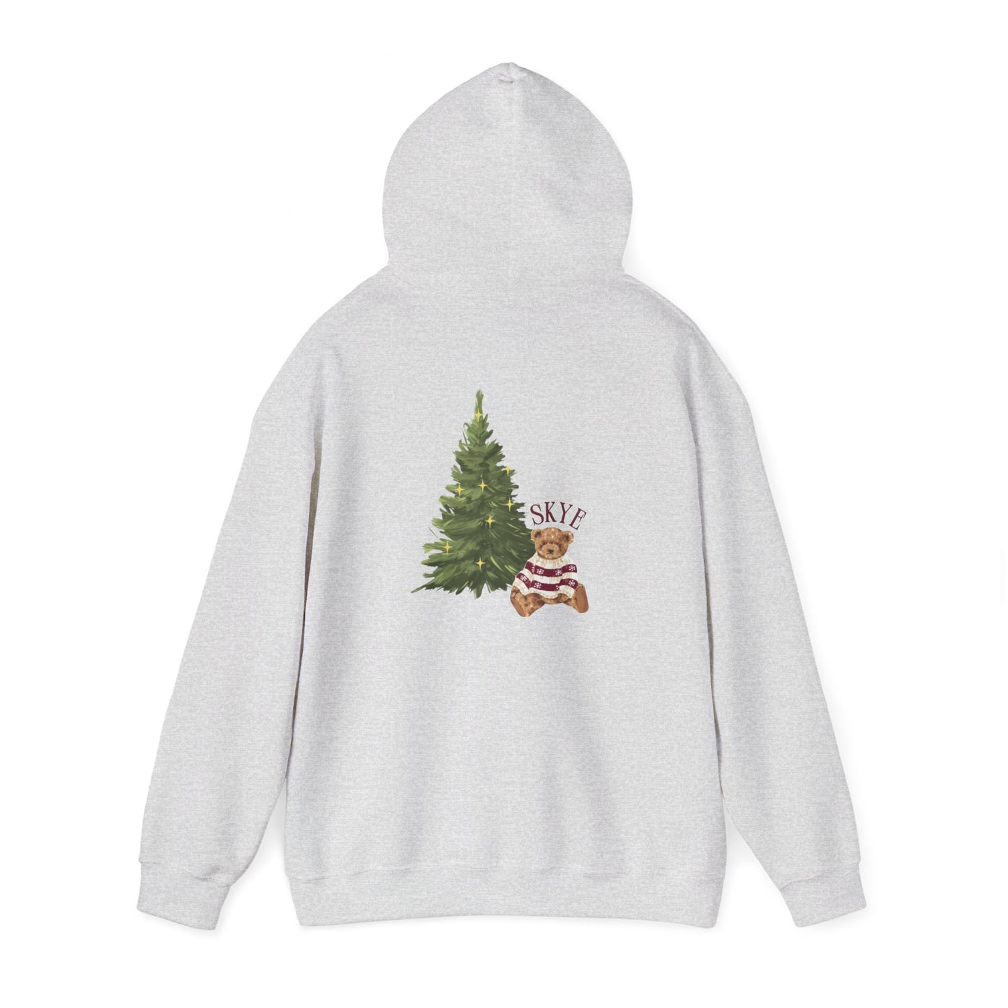 skye ash grey christmas tree x teddy bear hoodie