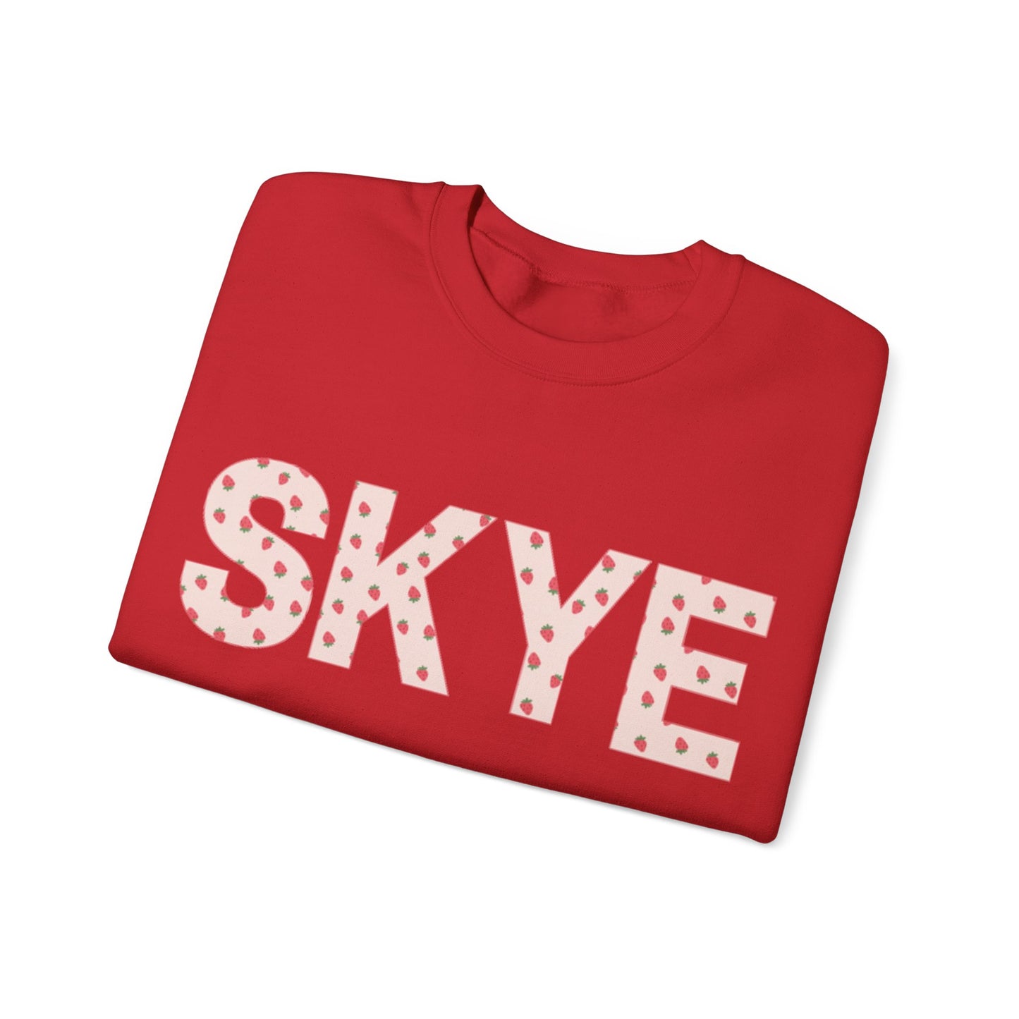 skyebysofia red strawberry print crewneck