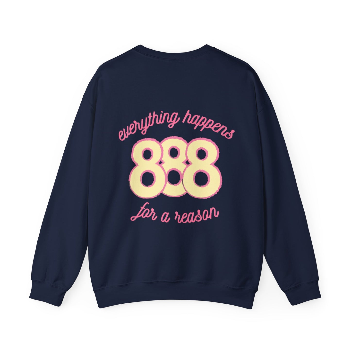 skyebysofia white "everything happens for a reason" crewneck yellow angel number 888