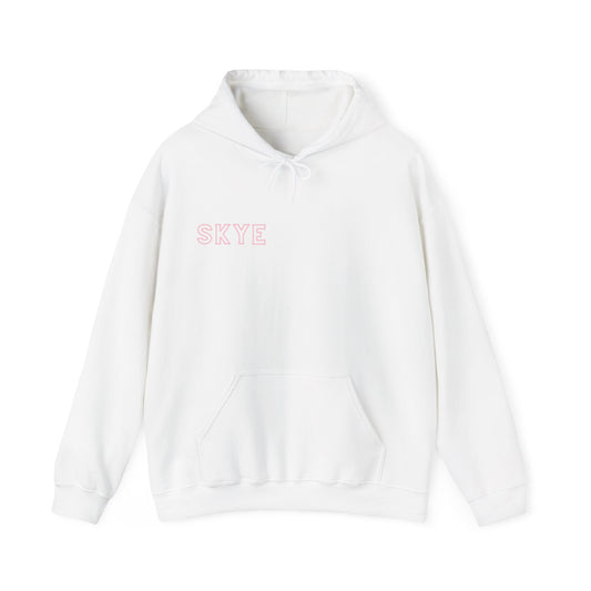 skyebysofia white hoodie with blue&pink star