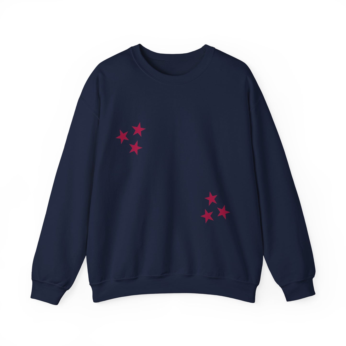 skyebysofia navy "I told the stars about you" crewneck with red stars