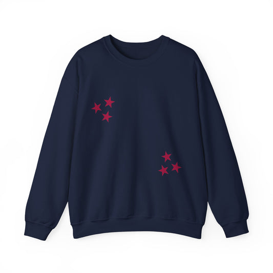 skyebysofia navy "I told the stars about you" crewneck with red stars