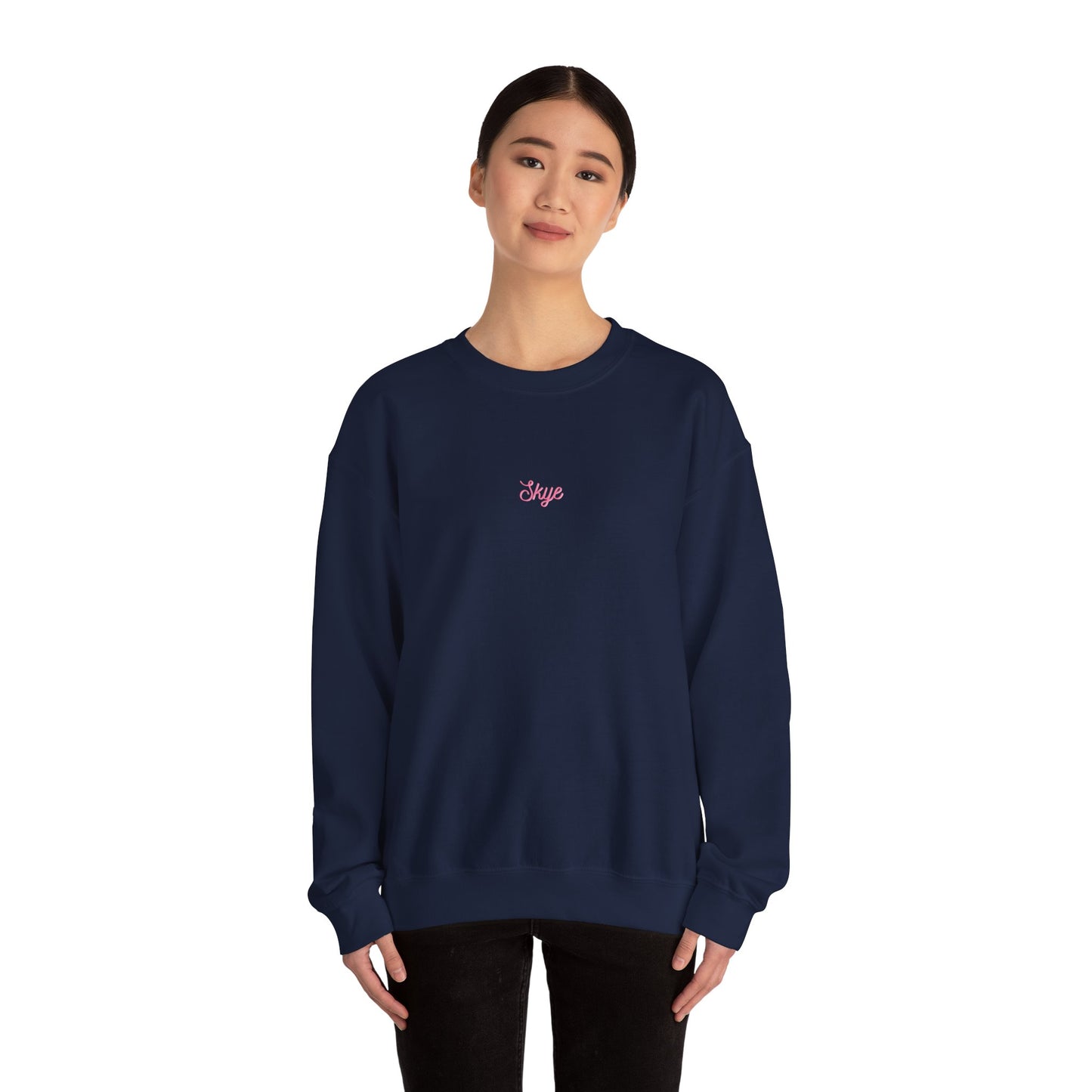 skyebysofia white "everything happens for a reason" crewneck blue 888