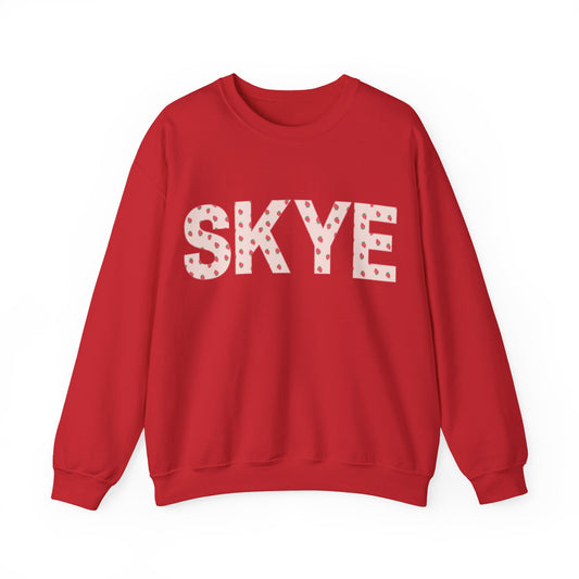 skyebysofia red strawberry print crewneck