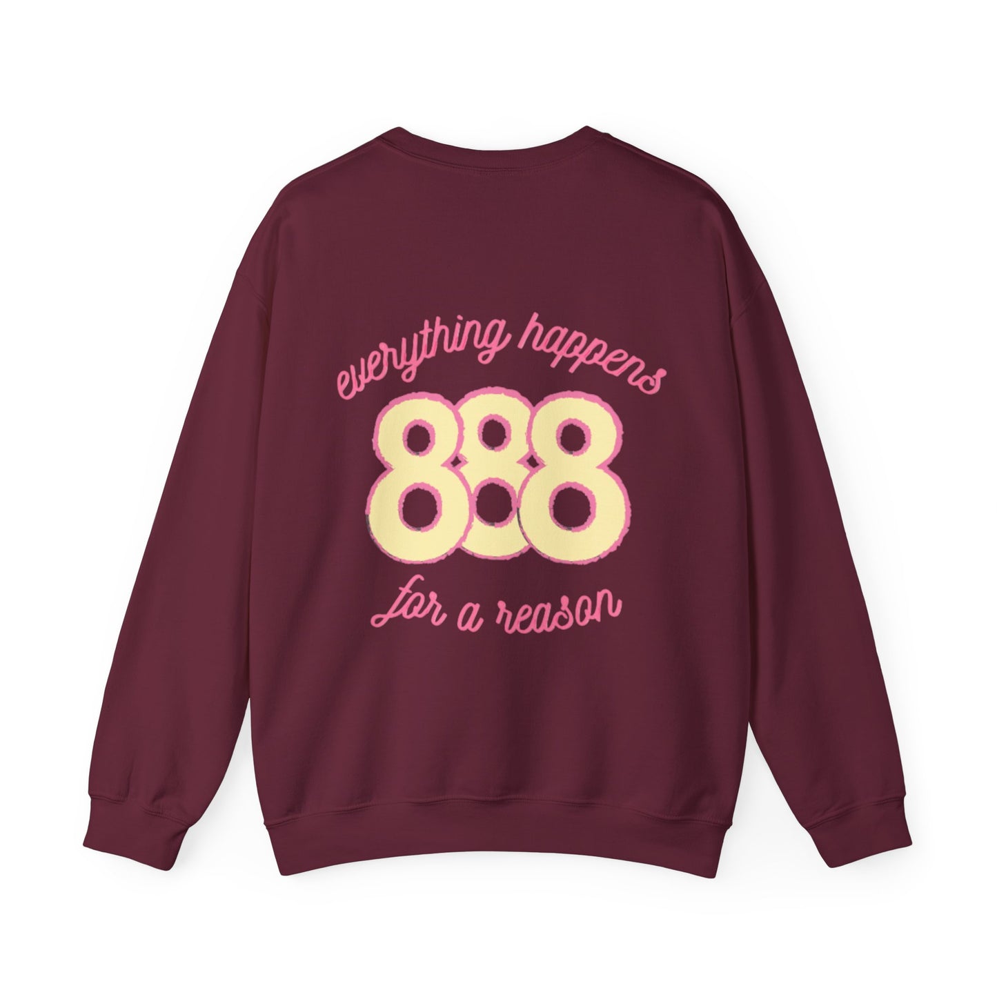 skyebysofia white "everything happens for a reason" crewneck yellow angel number 888