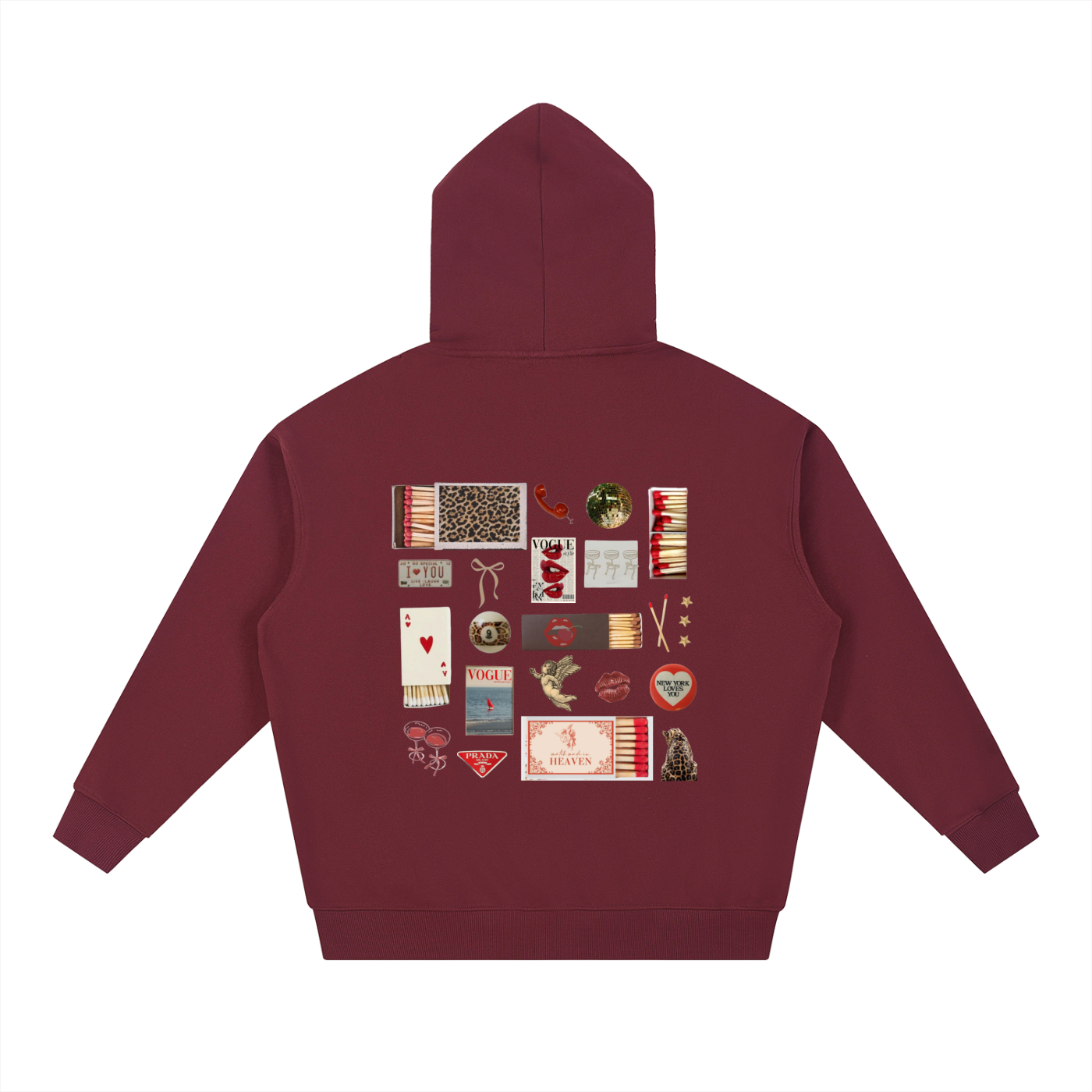 dark red matchbox hoodie